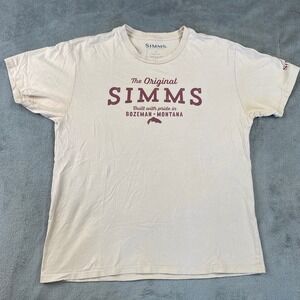 Simms Fishing T Shirt Mens L Tan The Original Bozeman Montana Graphic Tee Earthy